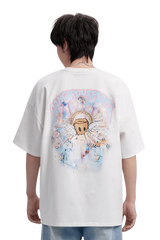 Back view of Dangerous People Rainbow Angel t-shirt featuring colorful graphic design and relaxed fit