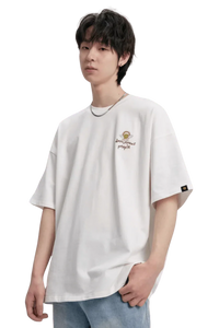 Men's white Dangerous People Rainbow Angel t-shirt with casual oversized fit and embroidered design