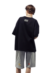 Dangerous People oversized black t-shirt with reflective wording t-shirt design on back