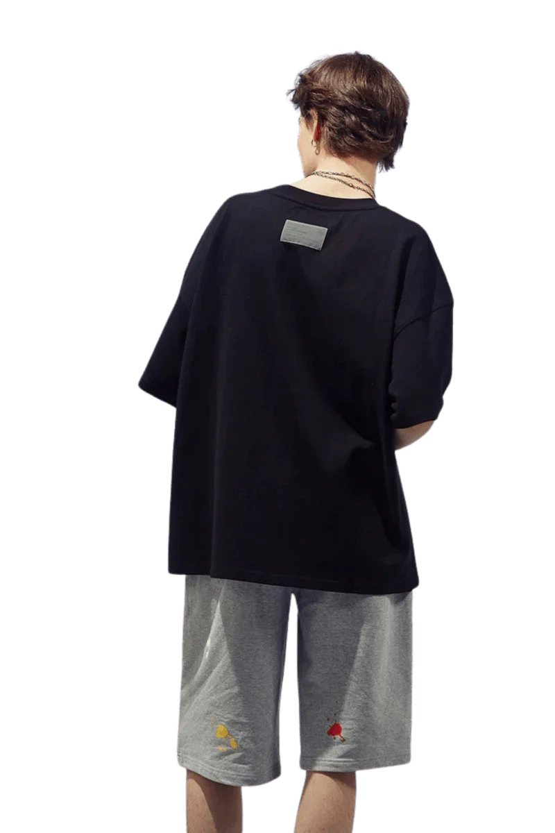 Dangerous People oversized black t-shirt with reflective wording t-shirt design on back