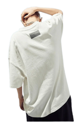 Dangerous People reflective wording t-shirt in cream color with relaxed fit and unique back design