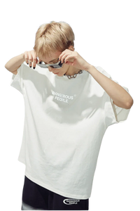 Men's Dangerous People reflective wording t-shirt in white with a relaxed fit and trendy design