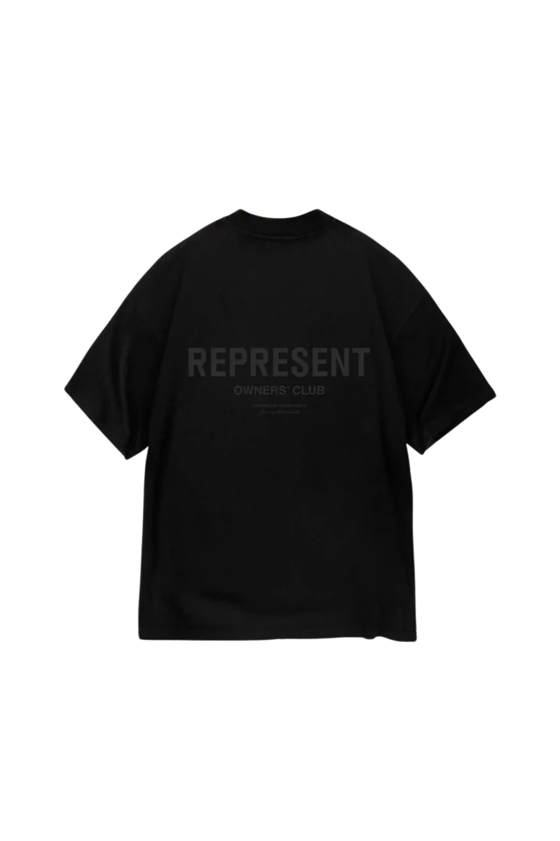Black Represent Owners Club T-Shirt featuring bold logo print on the back for stylish casual wear
