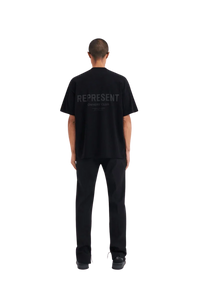 Back view of Represent Owners Club T-Shirt in black featuring bold logo design
