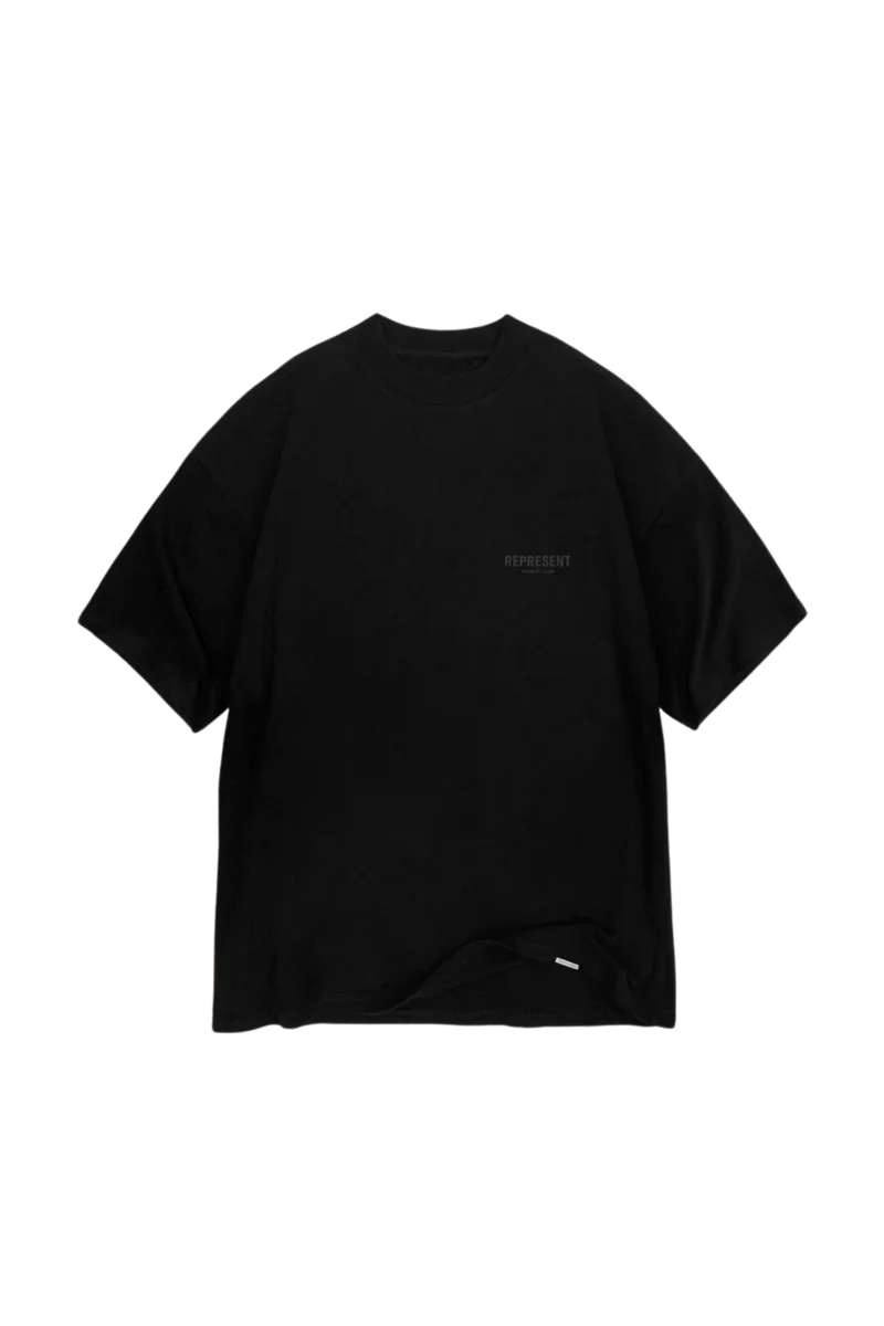 Represent Owners Club T-Shirt in black with a minimal design and relaxed fit