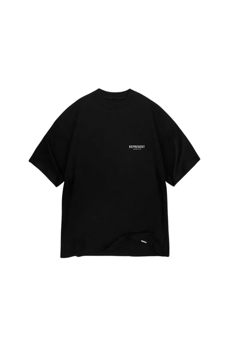 Represent Owners Club T-Shirt in black with minimalistic logo on the chest for casual wear