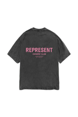 Represent Owners Club Vintage T-Shirt in Black with Pink Logo on Back Design