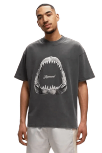 Represent Shark Jaws Tee in Dark Gray Featuring a Bold Shark Mouth Graphic