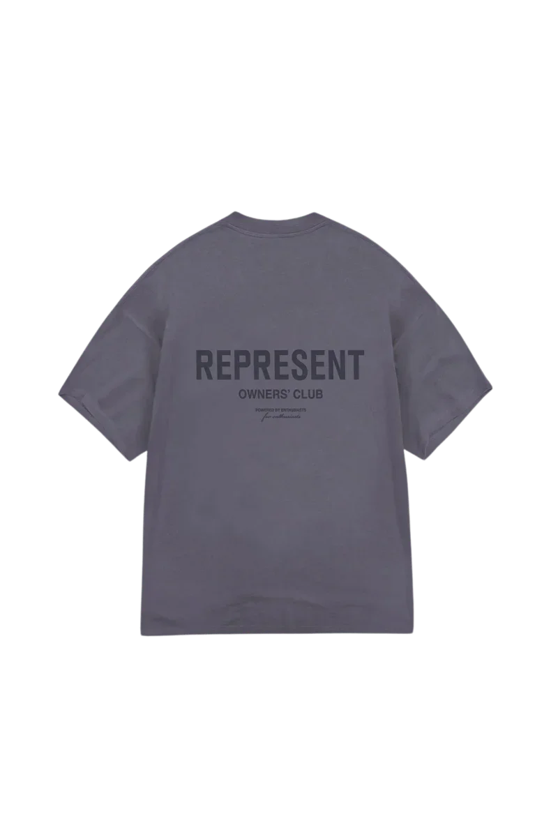 Represent SS24 Owners Club Rubber Logo T-Shirt in gray with back logo print design