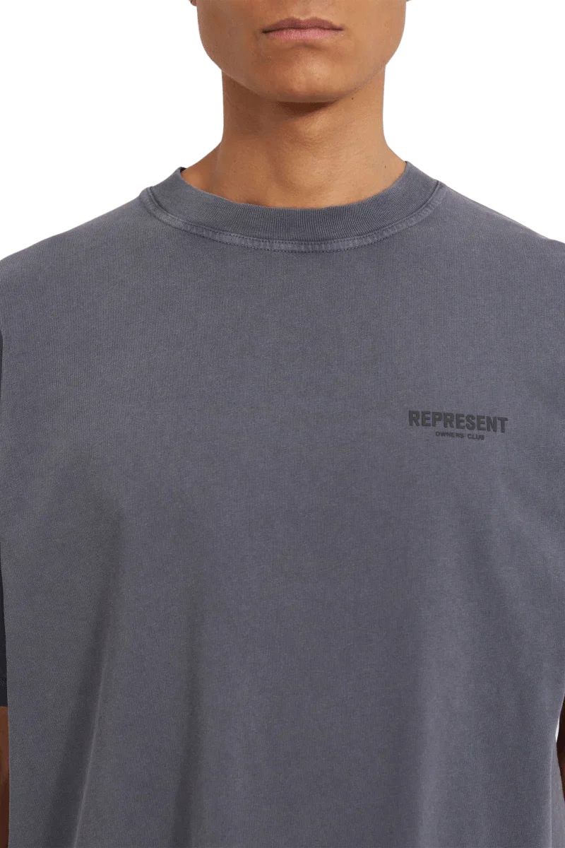 SS24 Owners Club Rubber Logo T-Shirt in Ash Grey by Represent for casual streetwear style