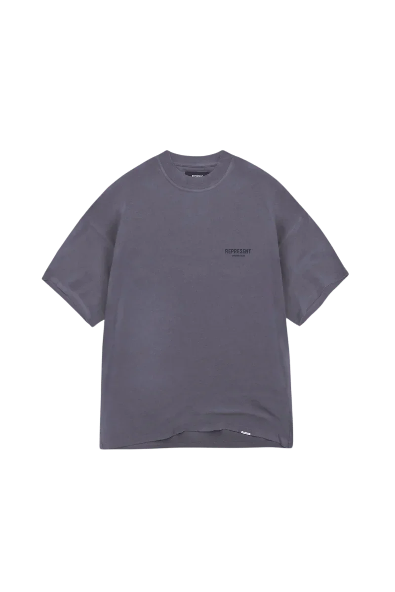 SS24 Owners Club Rubber Logo T-Shirt in dark grey with a relaxed fit and minimal branding