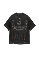 Represent Thoroughbred Tee featuring a bold graphic design of three dogs on a black shirt