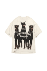 Represent Thoroughbred Tee featuring a graphic of three dogs on a white background