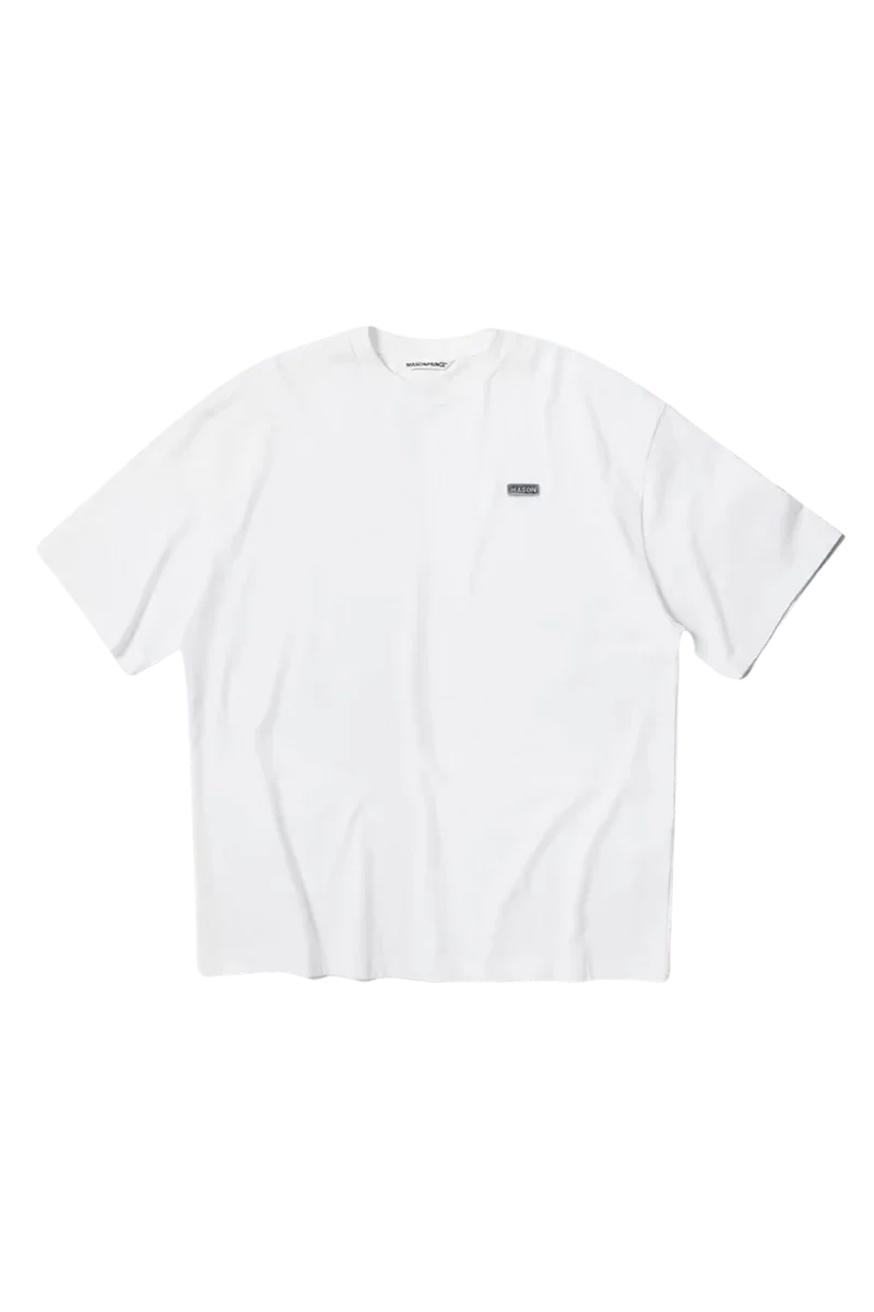 White Masonprince Small Logo Basic Tee with short sleeves on black background