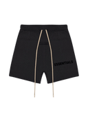 Fear Of God Essentials SS23 Rubber Embossed Shorts in black with adjustable drawstring and logo detail