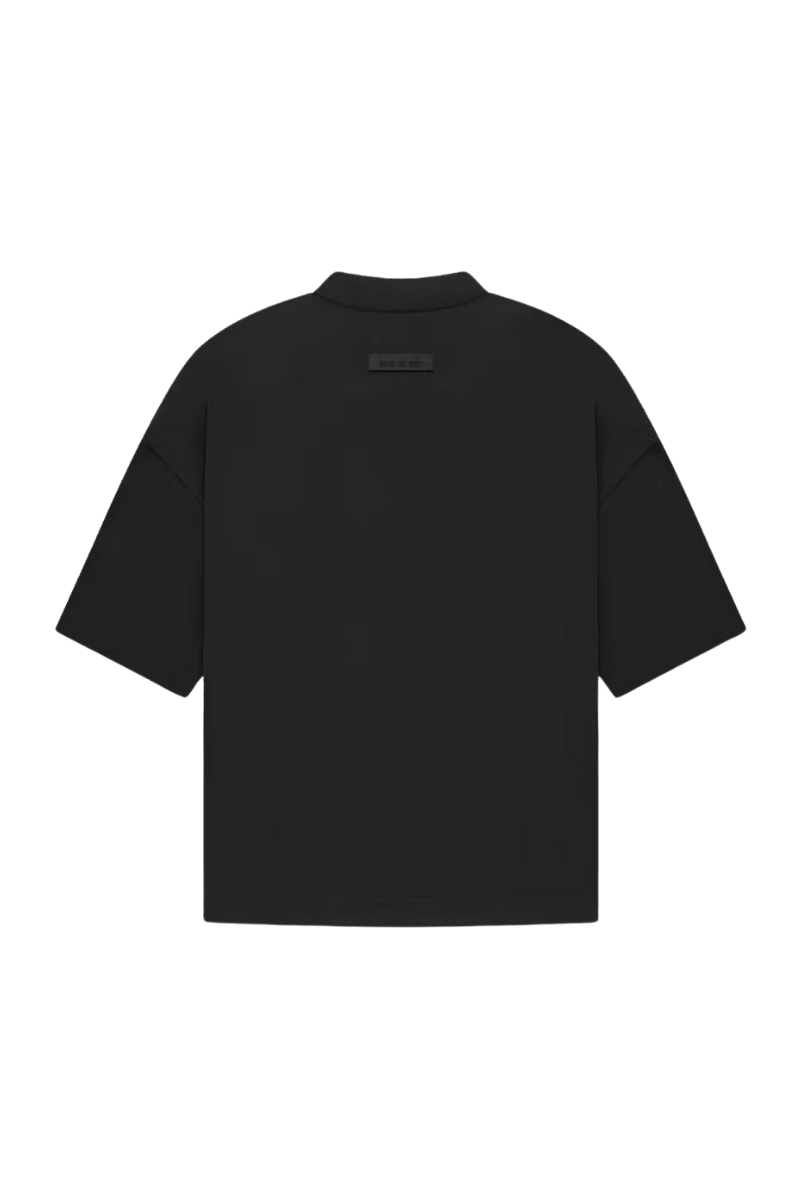 Fear Of God Essentials SS23 V-Neck Tee in black with a relaxed fit and short sleeves