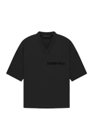 Fear Of God Essentials SS23 V-Neck Tee in black with relaxed fit and minimalistic design