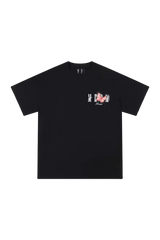 Mr Enjoy Da Money SS24 Butterfly Print Tee in black with vibrant butterfly graphic and relaxed fit