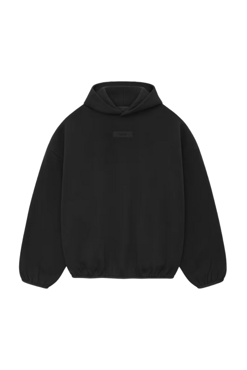 Fear Of God Essentials SS24 Heavy Jersey Arch Logo Hoodie in Black for Comfortable Everyday Wear