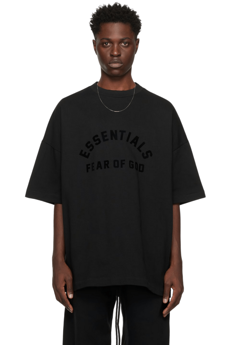 Fear Of God Essentials SS24 Heavy Jersey Arch Logo Tee in Black with a Relaxed Fit