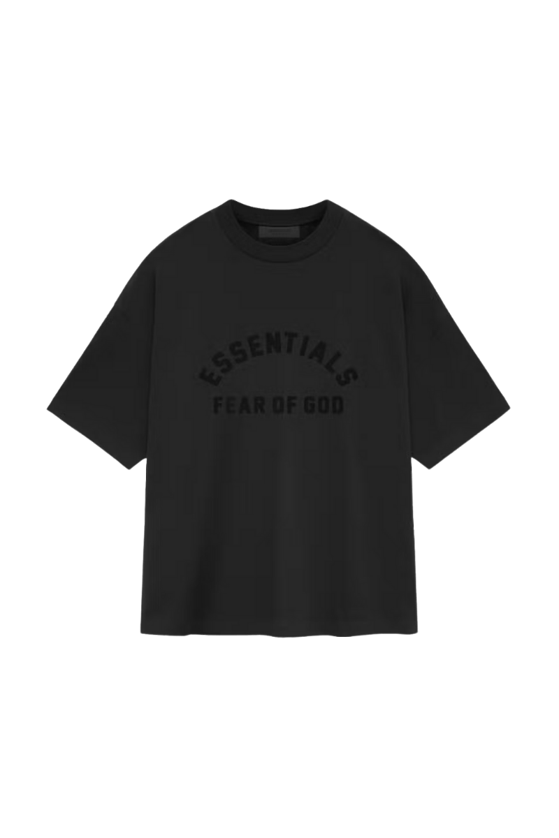 Fear Of God Essentials SS24 Heavy Jersey Arch Logo Tee in Black with a relaxed fit