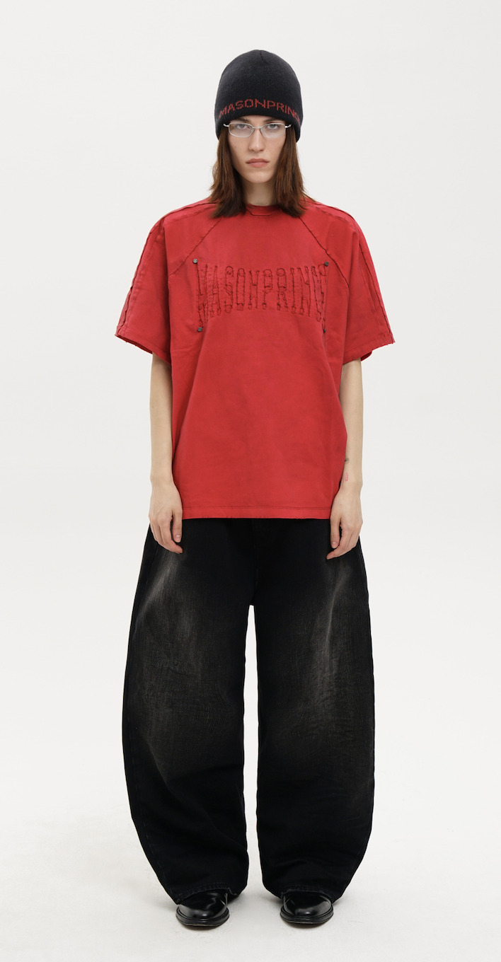 Masonprince   Embroidered Old Short-Sleeved Top