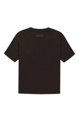 Fear Of God Essentials FW22 Flock Logo Tee in dark color with classic cut and logo tag on the back