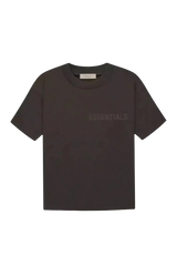 Fear Of God Essentials FW22 Flock Logo Tee in dark color with essential branding