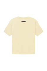Fear Of God Essentials FW22 Flock Logo Tee in soft cream color with a simple back design
