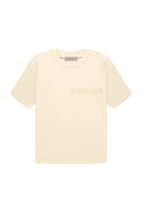 Fear Of God Essentials FW22 Flock Logo Tee in cream with subtle logo detailing on chest