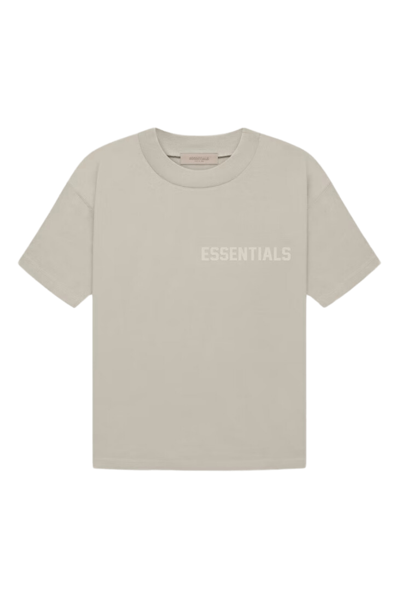 Fear Of God Essentials FW22 Flock Logo Tee in Light Beige with Classic Fit Design