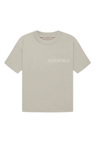 Fear Of God Essentials FW22 Flock Logo Tee in Light Beige with Classic Fit Design