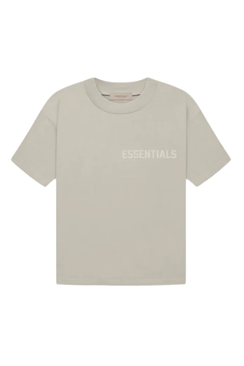 Fear Of God Essentials FW22 Flock Logo Tee in Light Beige with Classic Fit Design
