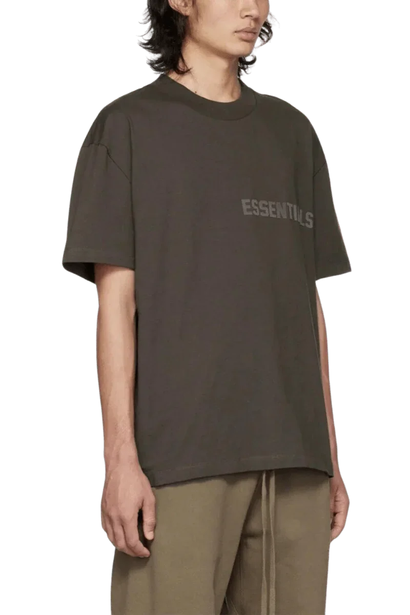 Fear Of God Essentials FW22 Flock Logo Tee in Dark Color for Casual Fashion Style
