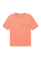 Fear Of God Essentials FW22 Flock Logo Tee in soft peach with minimalist design