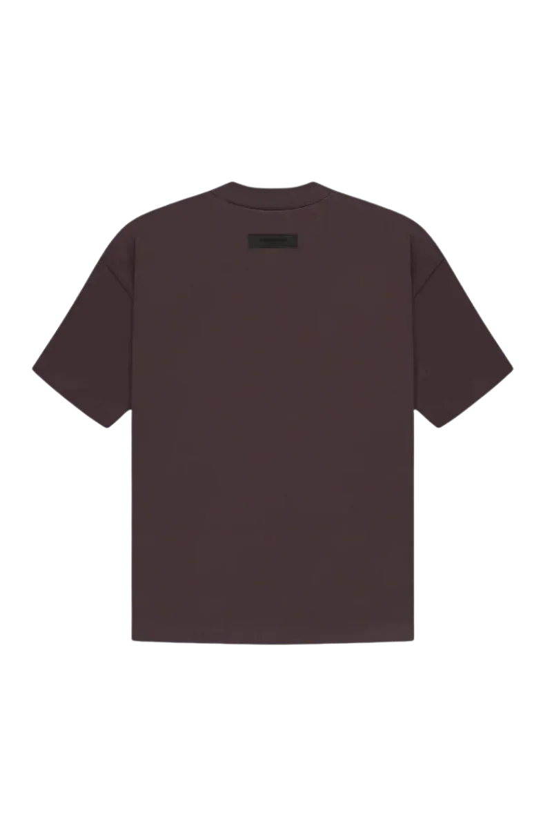 Fear Of God Essentials SS23 Rubber Embossed Tee in dark brown with minimalist style and relaxed fit