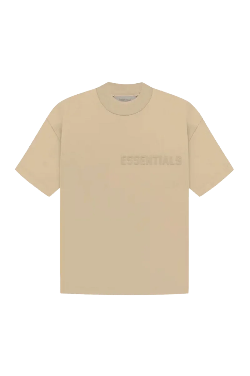 Fear Of God Essentials SS23 Rubber Embossed Tee in beige with a minimalist design