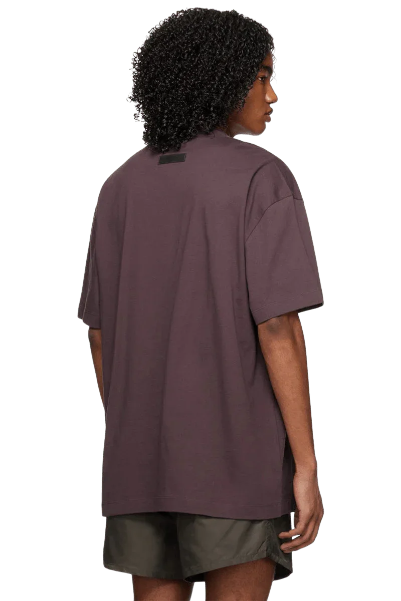 Fear Of God Essentials SS23 Rubber Embossed Tee in Purple with a Relaxed Fit