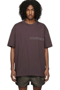 Fear Of God Essentials SS23 Rubber Embossed Tee in dark color with oversized fit and logo detail