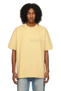 Fear Of God Essentials SS23 Rubber Embossed Tee in Soft Yellow for a Casual Look