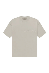 Fear Of God Essentials SS23 Rubber Embossed Tee in light beige with relaxed fit and subtle logo