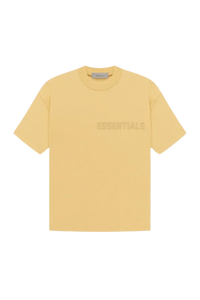 Fear Of God Essentials SS23 Rubber Embossed Tee in soft yellow with minimalist design